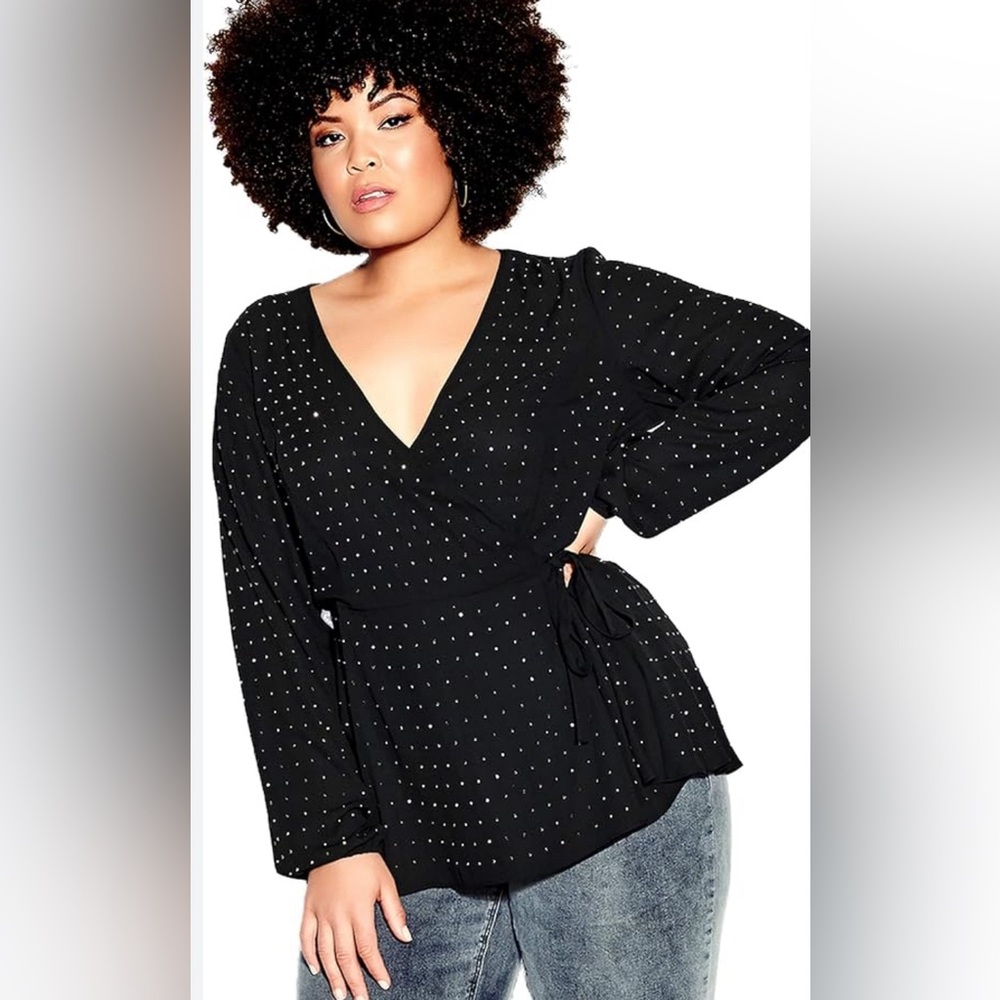City Chic plus-sized glam wrap blouse. Brand new.
